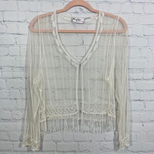 Cover Up Jacket Beaded Embroidered Sheer Size Small Embroidered Fairy Wedding